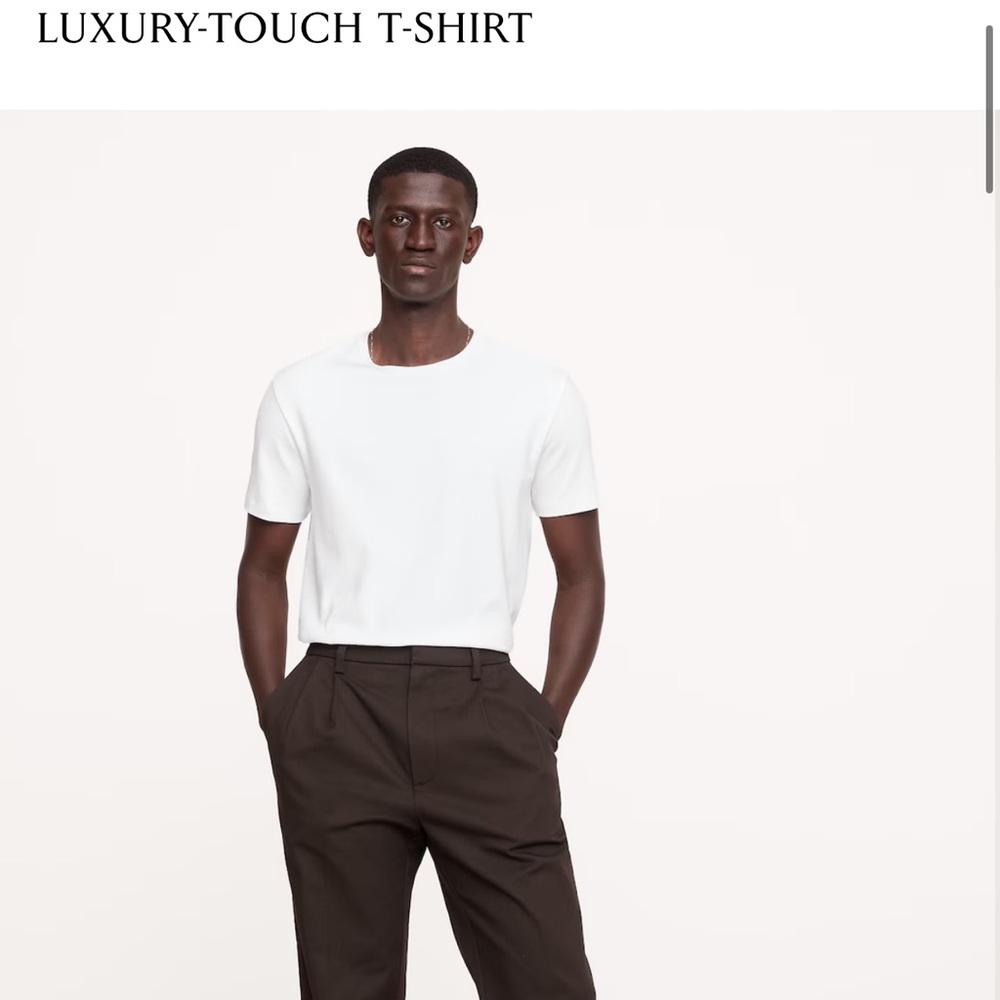 Banana Republic white luxury touch cotton solid crew Neck t shirt